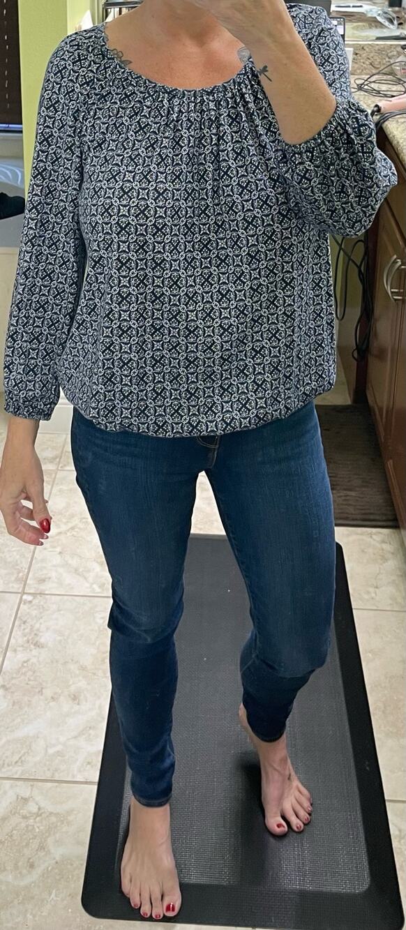Michael Kors NWT dark Chambra blue floral top small